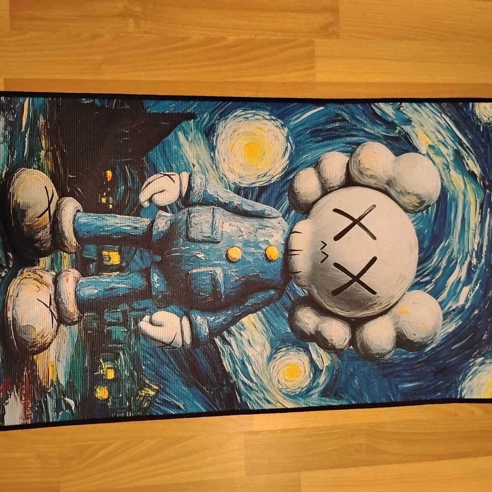 Artistic Blue and Yellow Door Mat